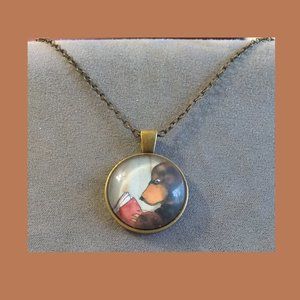 Bear Reading Book picture Necklace